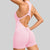 Women's V-Back Scrunch Jumpsuit – Sleeveless Zipper Gym Bodysuit