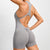 Women's V-Back Scrunch Jumpsuit – Sleeveless Zipper Gym Bodysuit
